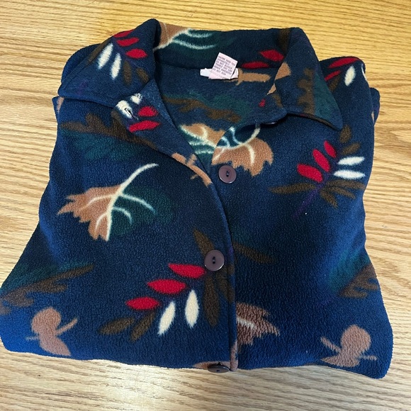 Vintage 1990s Leaves Leaf Fleece Fall Button Sweater / size Xl- A1 - Picture 10 of 11